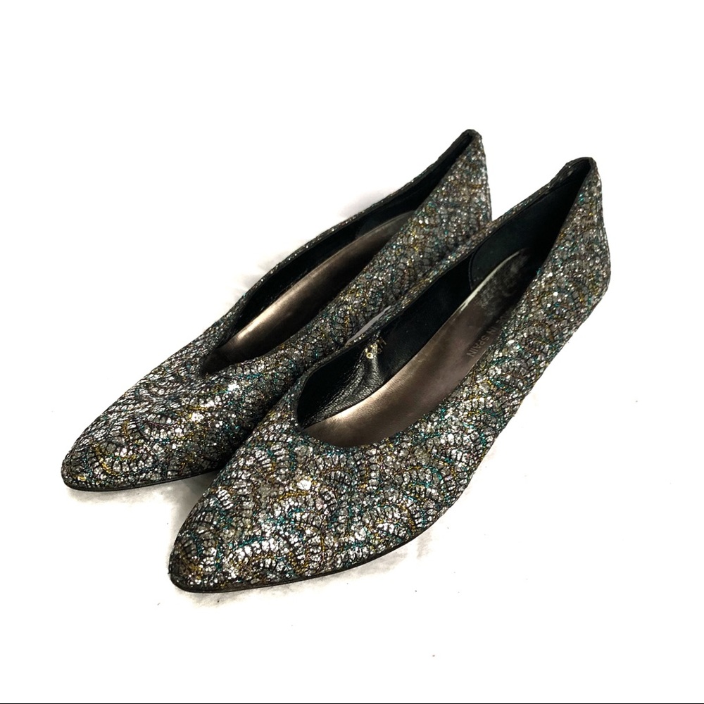 Gomez Rivas Sequin Mosaic Textured Kitten Heels